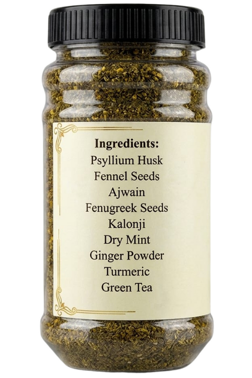 Spice jar with a label on a white background